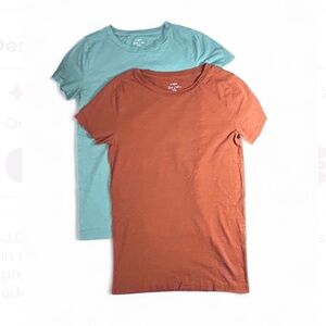 J. Crew Slub Cotton Tees set of 2 in Adobe Orange and Eucalyptus Steam